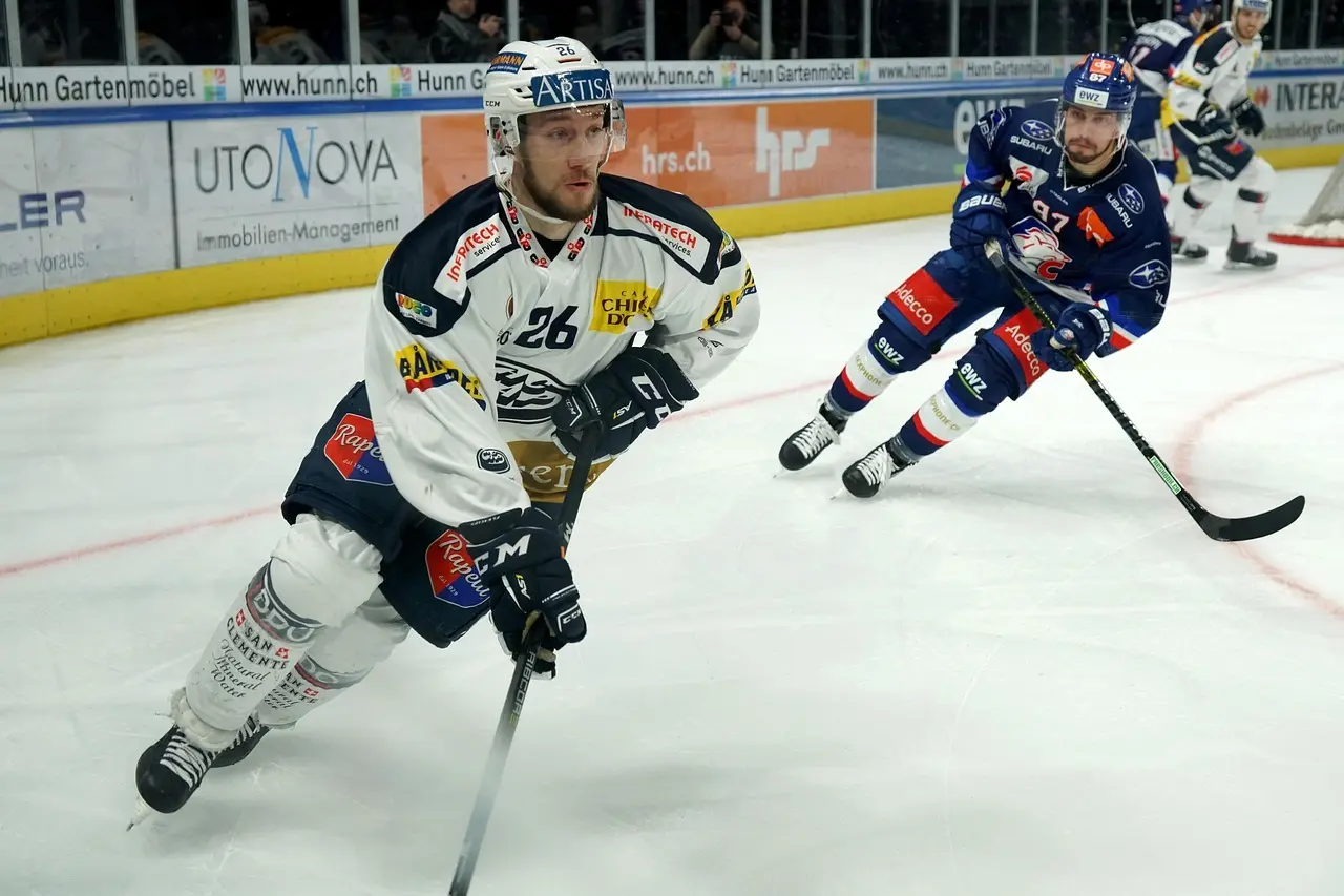 To ishockeyspillere i aktion på isen